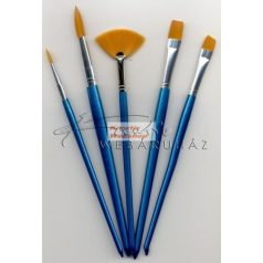   Ecsetkészlet - Gold Taklon ecsetek, vegyesen, laposecset, kerek hegyes ecsetek, legyezőecset - 5 db-os készlet