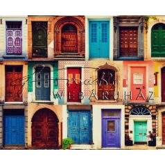 Kartonpapír - Régi, színes ajtók minta, Karton 1 lap