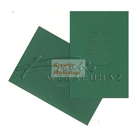 Meghívó készlet - Fenyőfás,zöld színű paszpartu borítékkal