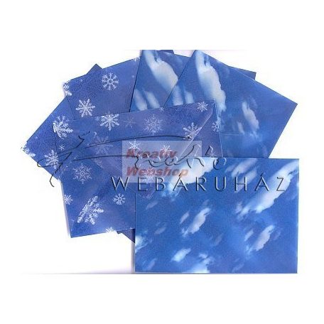 Boríték - Transzparens boríték - Felhő és hópehely, kék - 6 db-os készlet