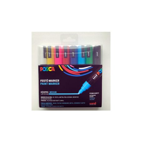 Dekormarker készlet, 1,8-2,5 mm, UNI Posca PC-5M - 8 színű készlet