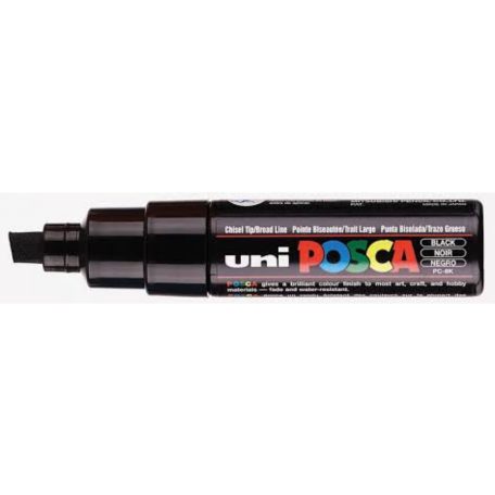 Dekormarker, 8 mm, vágott, UNI Posca PC-8K - Fekete
