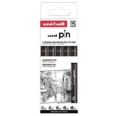   Tűfilc készlet - UNI PIN Classic 5 db-os készlet - fekete 0.2, 0.4, 0.6, 0.8 és 1.0 méretek