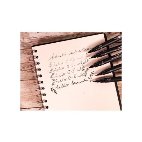 Rajzmarker készlet, UNI PIN "Artist Selection", 5 különböző vonalvastagság, fekete