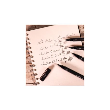 Rajzmarker készlet, UNI PIN "Sketching Essential", 5 különböző vonalvastagság, fekete