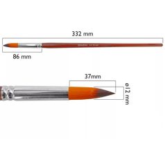 Művészecset olajhoz és akrilhoz - kerek, hegyes, szintetikus, fa nyelű, hosszú - 20-as méret