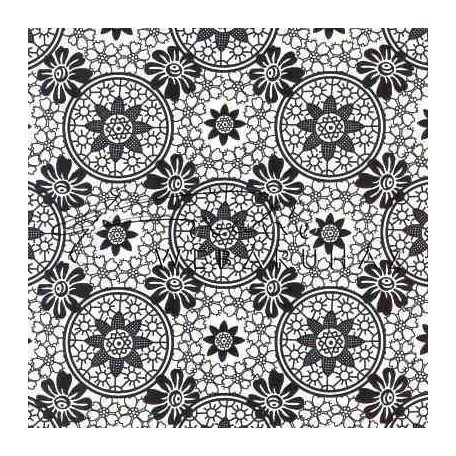 Transzparens papír - Fekete- Fehér Csipkevirág 5 lap/csomag