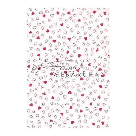 Transzparens papír - Piros szív mintás