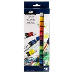 Kreatív hobby - Akrilfesték készlet - 12 x 12 ml, ecsettel