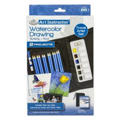   Utazó készlet- oktató videóval - Rajzolás akvarellceruzával- 26 részes szett