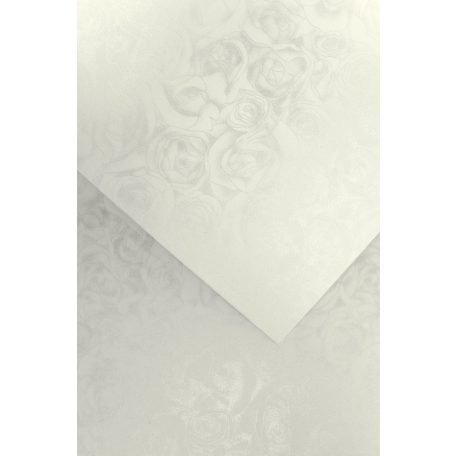 Domborított karton - Rózsák mintás karton, 250 gr, A4, 1 lap - Fehér színű