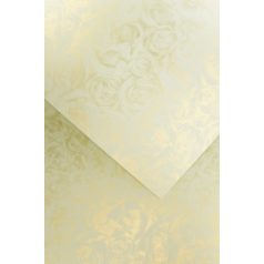   Domborított karton - Rózsák mintás karton, 250 gr, A4, 1 lap - Krém színű