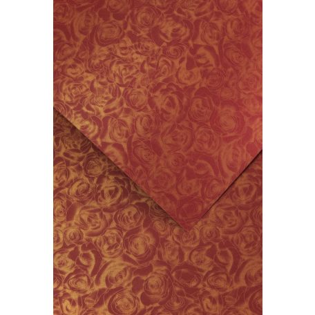 Domborított karton - Rózsák mintás karton, 250 gr, A4, 1 lap - Bordó színű