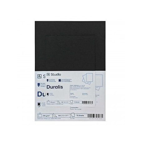 Fekete karton Duralis 370g A4, 10 lap