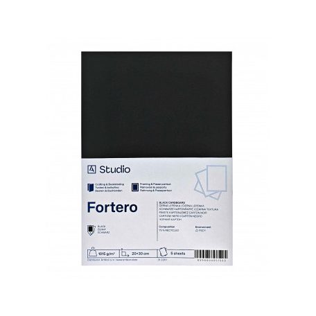 Fekete karton Fortero 1015g 20x30cm, 5 lap