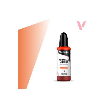 Vallejo folyékony akvarellfesték 32ml – 210 Orange Red