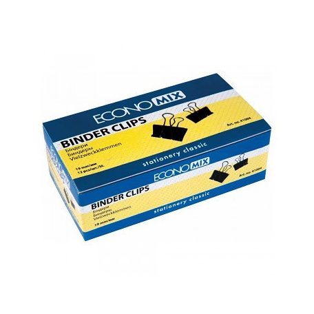 Fém kapocs fekete 19mm, 12db-os csomag