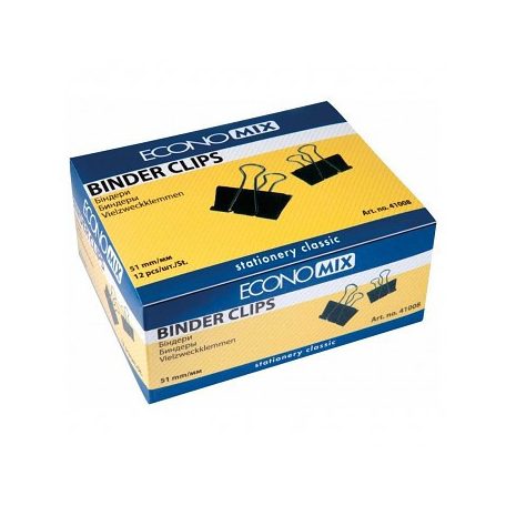 Fém kapocs fekete 51mm, 12db-os csomag