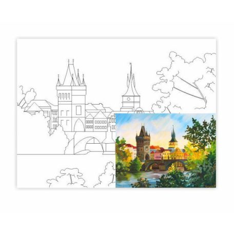 Vászon táblán színező könyv - Prága 30x40cm