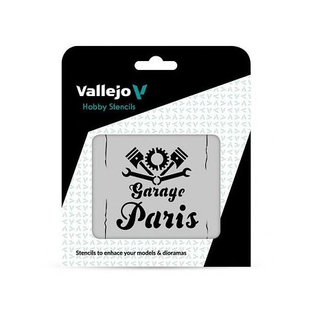 Vallejo Modellező sablon – Vintage Garage Sign