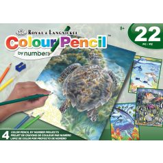   Tengeri állatos színező számokkal - Színezős ajándékkészlet gyerekeknek, négy színes képpel