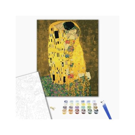Számozott kifestő készlet vászonra 40x50 cm - Gustav Klimt: Csók