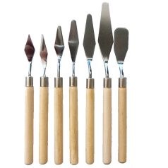  Művész festőkés készlet - Kisfejű, 7 db-os szett, natúr nyéllel