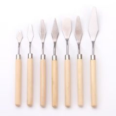   Művész festőkés készlet - Kisfejű, 7 db-os szett, natúr nyéllel