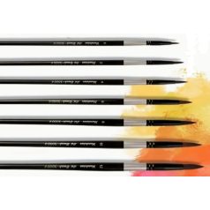   Hegyes kerek ecsetkészlet akvarellhez, Mondrian 3000 sorozat - Kevert szőrű: Mókuszőr és Black Taklon szálak vegyesen - 7 db-os szett