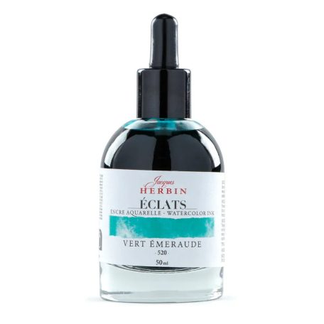 Akvarell művésztinta, 50 ml - Jacques Herbin Éclats Fine Art Ink - Smaragd Zöld