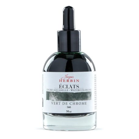 Akvarell művésztinta, 50 ml - Jacques Herbin Éclats Fine Art Ink -Kromoxid zöld