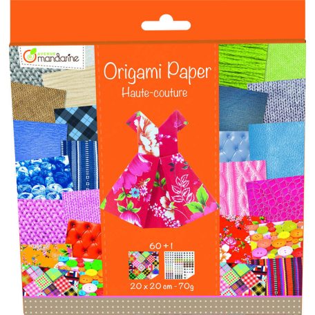 Origami papír - 60 lapos, Divat mintás hajtogató készlet 20x20 cm - Divat