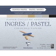 INGRES pasztelltömb, hosszú oldalán ragasztott, 8 válogatott pasztell szín 130 g/m2 25 ív 24 x 30 cm