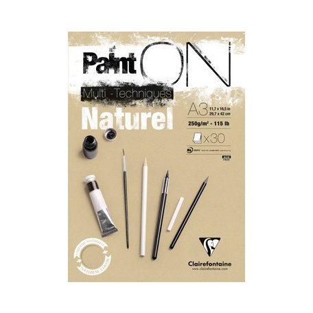PaintON Kraft rajztömb, enyhén szemcsés papír, vegyes technikákhoz 250 gr 30 ív A3