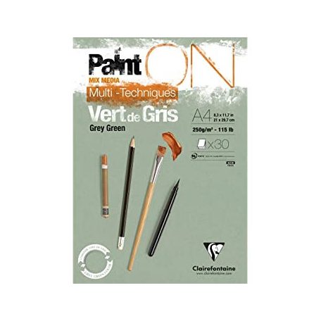 PaintON rajztömb, zöldes szürke színű, enyhén szemcsés papír, vegyes technikákhoz 250 gr A4