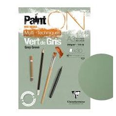 PaintON rajztömb, zöldes szürke színű, enyhén szemcsés papír, vegyes technikákhoz 250 gr A3