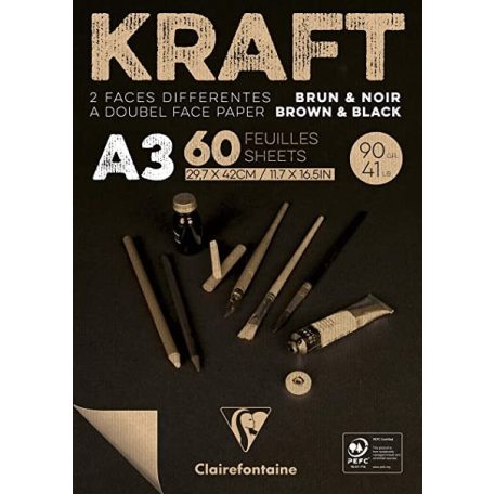 KRAFT rajztömb, fekete/barna 90 g/m2 60 ív 29,7 x 42,0 A3