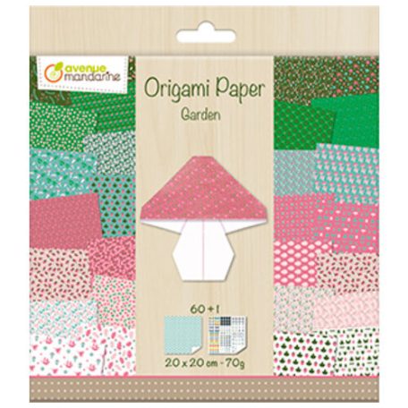 Origami papír - 60 lapos, Kert mintás hajtogató készlet 20x20 cm - Kert