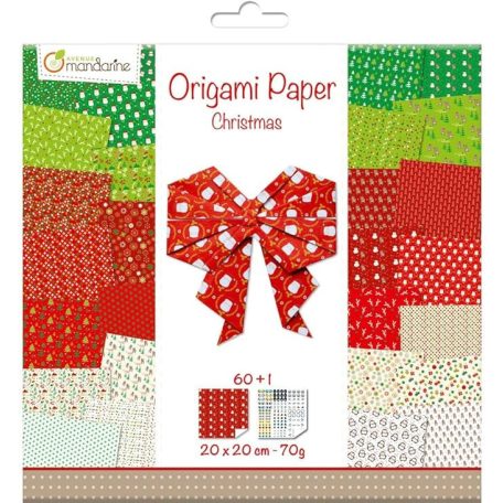 Origami papír - 60 lapos, karácsony mintás hajtogató készlet 20x20 cm - Karácsony