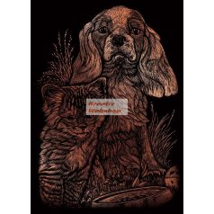   Képkarcoló készlet karctűvel - 13x18 cm - Réz - Kutya és cica