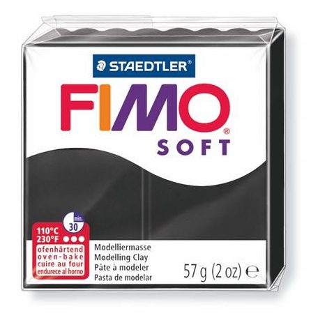 Gyurma, 57 g, égethető, FIMO "Soft", fekete