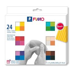   Gyurma, készlet, 24x25g, égethető,  FIMO "Soft Basic", 24 különböző szín