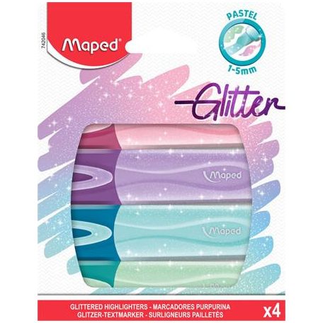 Szövegkiemelő készlet, 1-5 mm, MAPED "Glitter F...