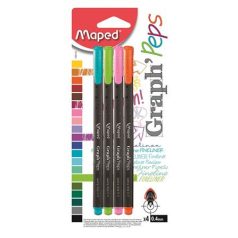   Tűfilc készlet, 0,4 mm, MAPED "Graph'Peps", 4 különböző vidám szín