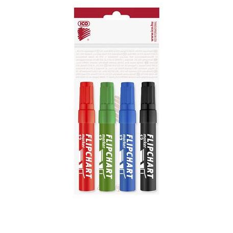 Flipchart marker készlet, 1-4 mm, vágott, ICO "...