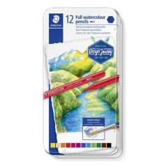   Akvarell ceruza készlet, hatszögletű, fémdobozos, STAEDTLER® "146 10G", 12 különböző szín