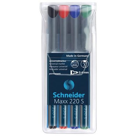 Alkoholos marker készlet, OHP, 0,4 mm, SCHNEIDER "Maxx 220 S", 4 különböző szín