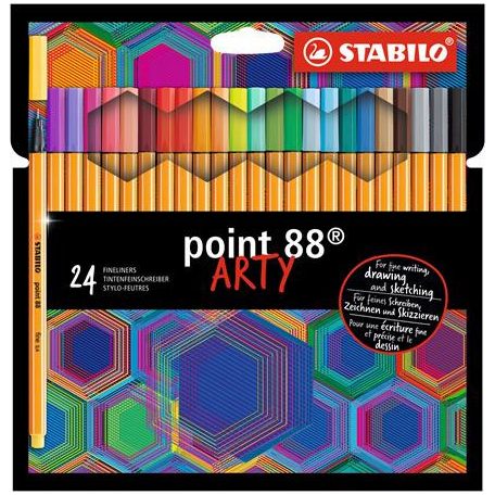 Tűfilc készlet, 0,4 mm, STABILO "Point 88 ARTY", 24 különböző szín