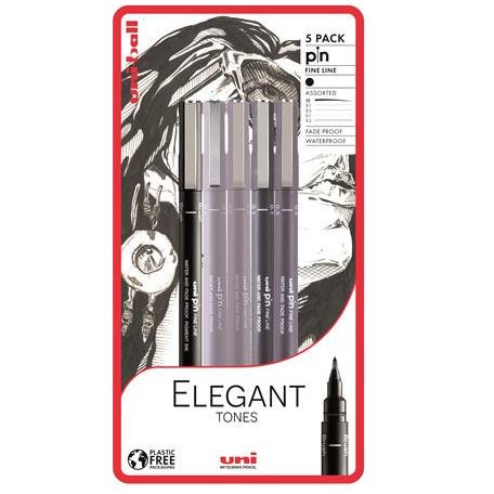 Rajzmarker készlet, UNI PIN "Elegant Tones", 5 különböző vonalvastagság, 3 szín