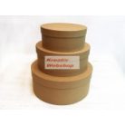 Kreatív hobby - Doboz, papírdoboz készlet, natúr, kerek, nagy, 30-25-20cm